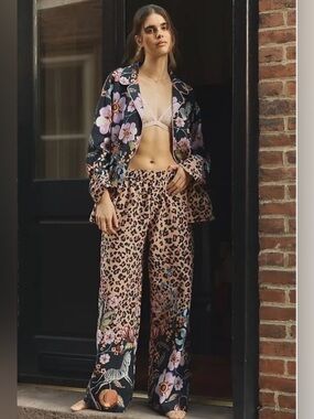 NWT Anthropologie LyreBird Flannel Pajamas size Small